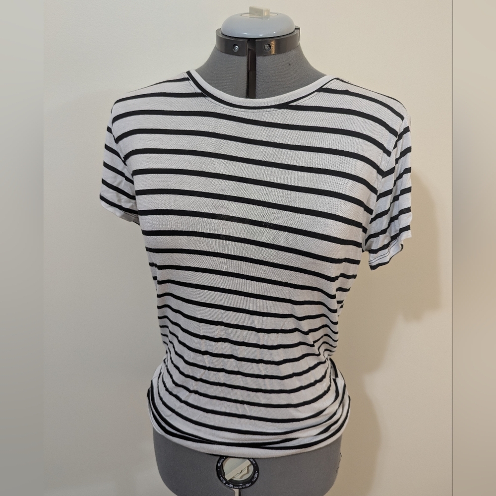 Black and White Striped Women's Top